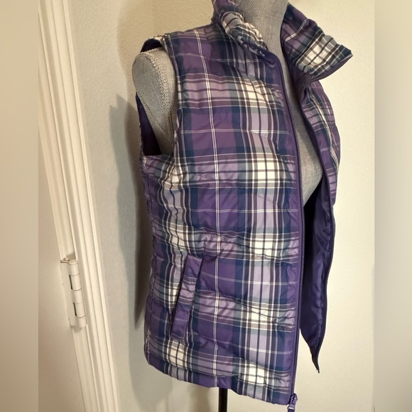 Lands End Plaid Purple Women's Puffer Vest - S - Picture 3 of 7